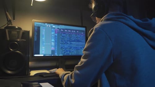 Teenager at Home Composes Music In His Home Sound Studio