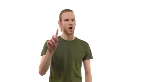 Slowmo Handsome Seriouslooking Bossy Redhead Older Brother Bearded Saying No Shaking Head