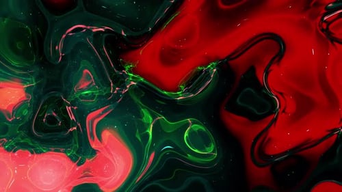 Abstract Fluid Motion Background with Glowing Red and Neon Green Liquid