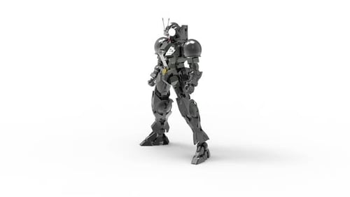 Metallic Futuristic Robot Character Turnaround Animation