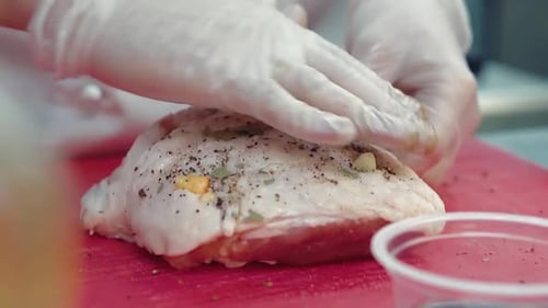 Chef Seasoning Raw Cut of Meat
