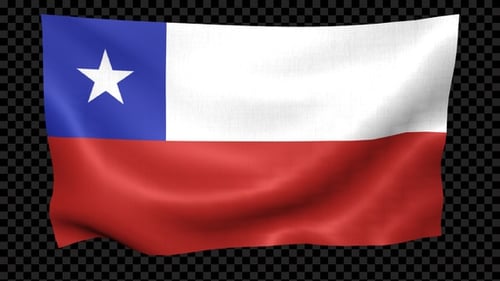 Realistic Waving Chile Flag Animation with Alpha Channel