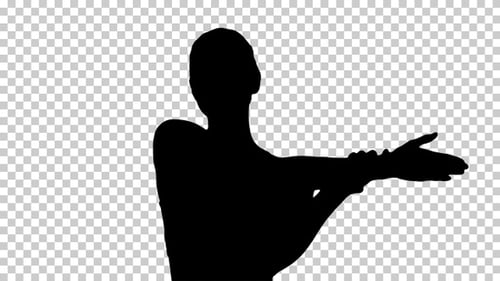 Silhouette Wwoman doing stretching exercises, Alpha Channel