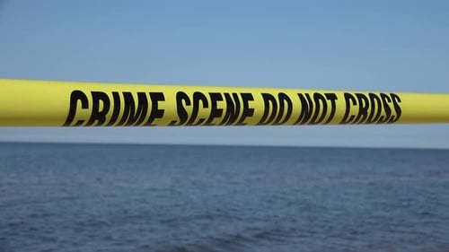 Crime Scene Tape Blocking Beach Access