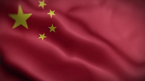 Realistic Waving China Flag Fabric Loop Background
