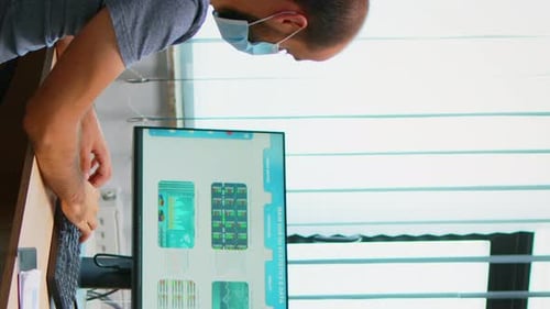 Vertical Video: Business Team Working in New Normal Office