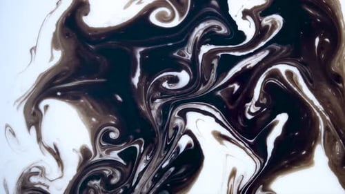 Abstract Ink Swirls in White Liquid