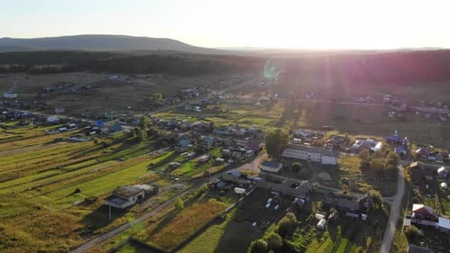 Aerial View of the Russian Village in Summer