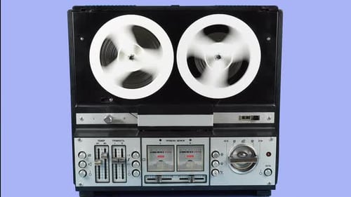 Reel-To-Reel Tape Recorder with Reels Turning