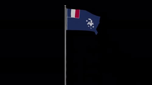 French Southern and Antarctic Lands Flag Waving Animation