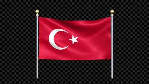 Realistic Waving Turkey Flag Animation with Alpha Channel