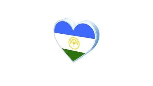 Rotating 3D Bashkortostan Flag Heart Animation with Alpha Channel