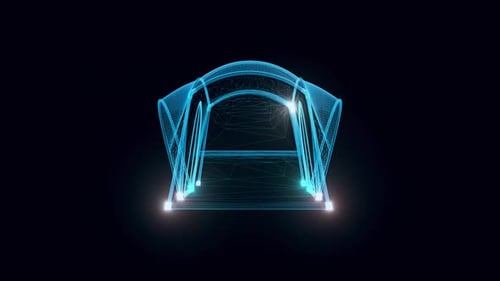 Futuristic Rotating Tent Wireframe Digital Hologram
