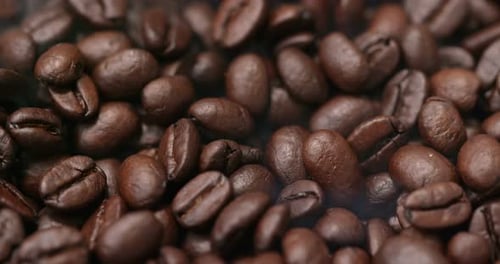 Roasted Coffee Beans Close-Up, Brown Aromatic
