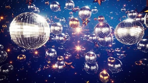 Sparkling Disco Balls and Golden Stars Party Background
