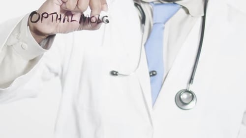 Doctor Writes Ophthalmology on Screen