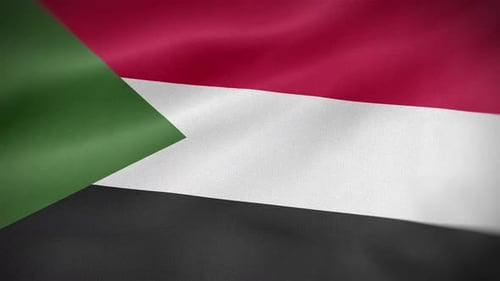 Realistic Sudan National Flag Waving Animation Loop
