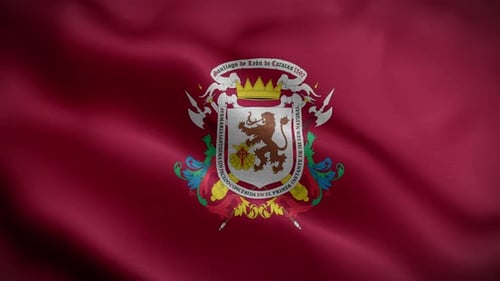 Waving Flag of Caracas with Coat of Arms Background Loop