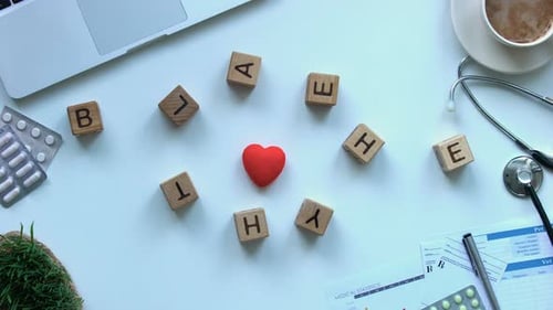 Health Blocks on Tabletop Spell Out Be Healthy