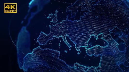 Digital Earth Global Network Loop with Futuristic Data Points