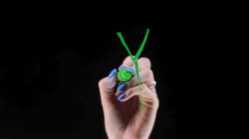 Hand Writes the Letter Y and Cleans