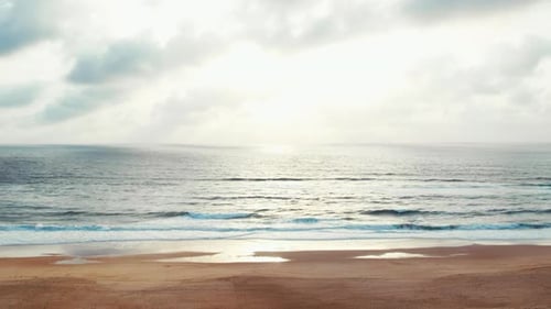 Scenic Moody Shot of Stormy Weater on Ocean Shoreline