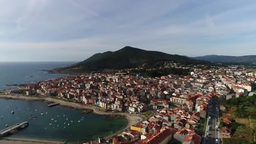 Buildings and Harbour in City of A Guarda. Galicia, Spain