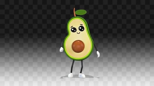 Cute 3D Cartoon Avocado Character Dancing Animation