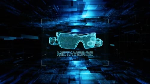 Futuristic Hologram Display of VR Glasses and Metaverse Concept