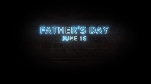 Glowing Father's Day Neon Text Reveal on Brick Wall