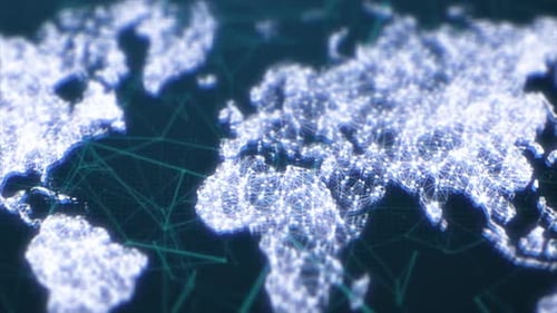 Global Digital Network World Map Connection Animation