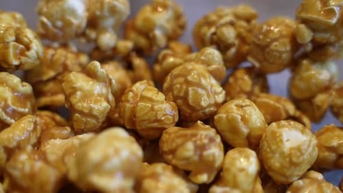 Delicious Caramel Corn Close Up Snack Food