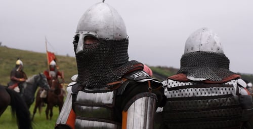 Medieval Warriors Wearing Plate Armor and Chainmail