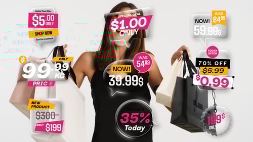 Animated Liquid Glass Price Tags and E-commerce Sale Labels