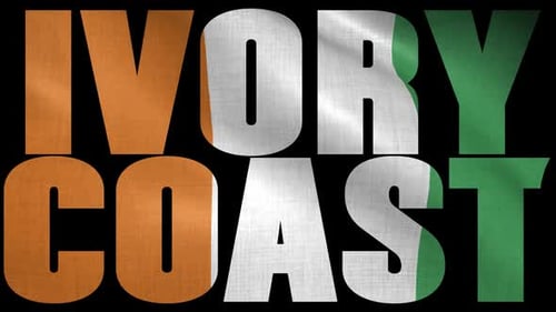 Ivory Coast Flag Waving Textile Text Animation