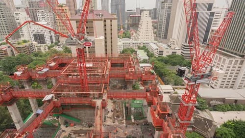 4K-Zeitraffer der Luftaufnahme der Baustelle Große Baustelle