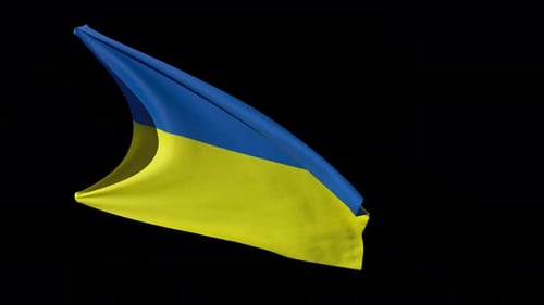 Realistic Waving Ukraine Flag with Alpha Channel