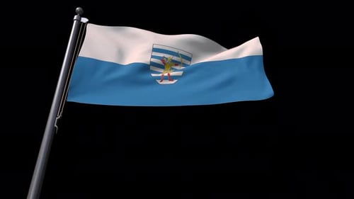Flag Of Balti City (Moldova) With Alpha Channel 4K