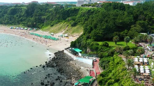 Summer Jeju Island beach scenery. Saekdal Beach.