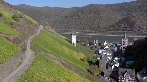 The Picturesque Town of Bacharach on the Shores of the Rhine in Germany