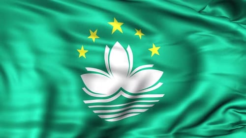 Macau Special Administrative Region Flag Waving Loop Animation