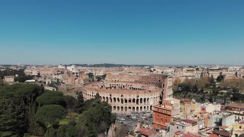 Aerial View of the Colosseum in Rome