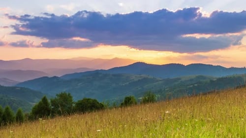 The Sun Over the Synevir Pass of the Carpathian Mountain Ranges