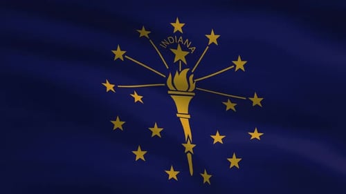 Waving Indiana State Flag Realistic Animation