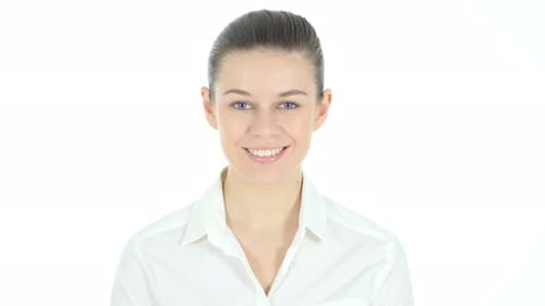 Smiling Woman in White Shirt Close Up