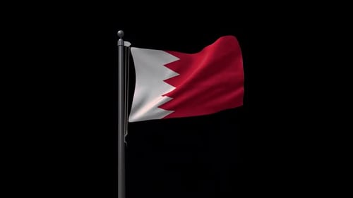 Bahrain Flag Waving Animation on Black Background