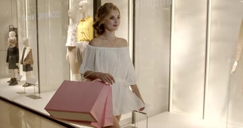 Young Girl In Fashion Boutiques