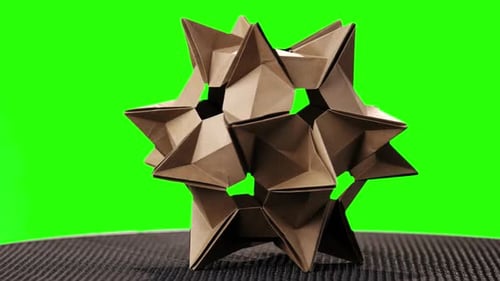Spiky Origami Model on Green Screen.
