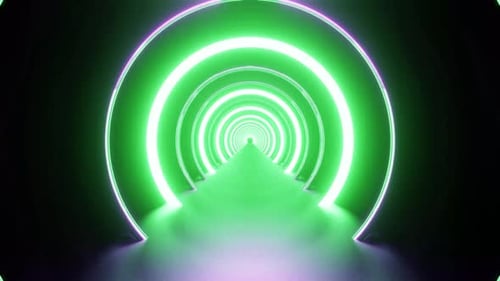 Grün mit lila Licht Ring Tunnel Hintergrund Vj Loop 4K