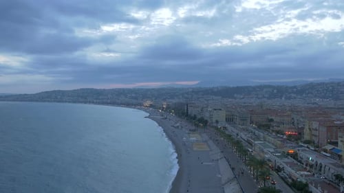 Panoramic view of Nice in the evening